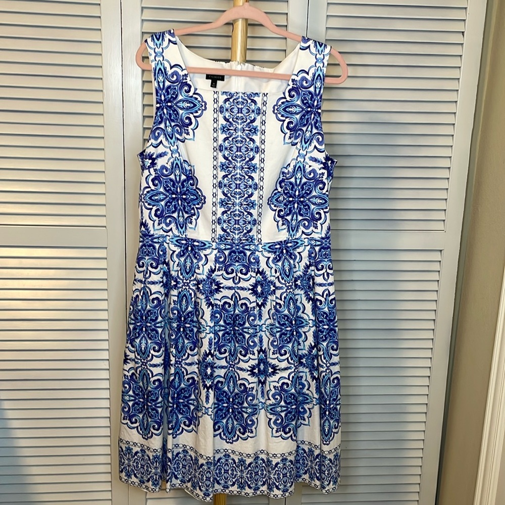 Talbots Blue and White Midi Dress